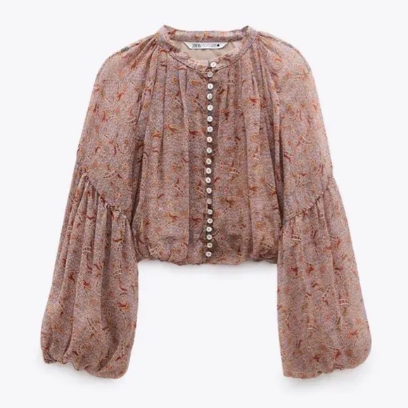 NWT ZARA Paisley Crop Top - Picture 1 of 6
